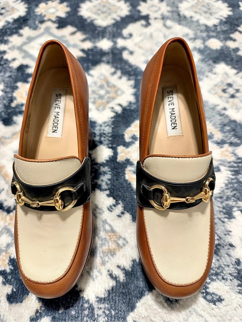 Steve Madden Cinderella Platform Horsebit Pumps in Brown & Black